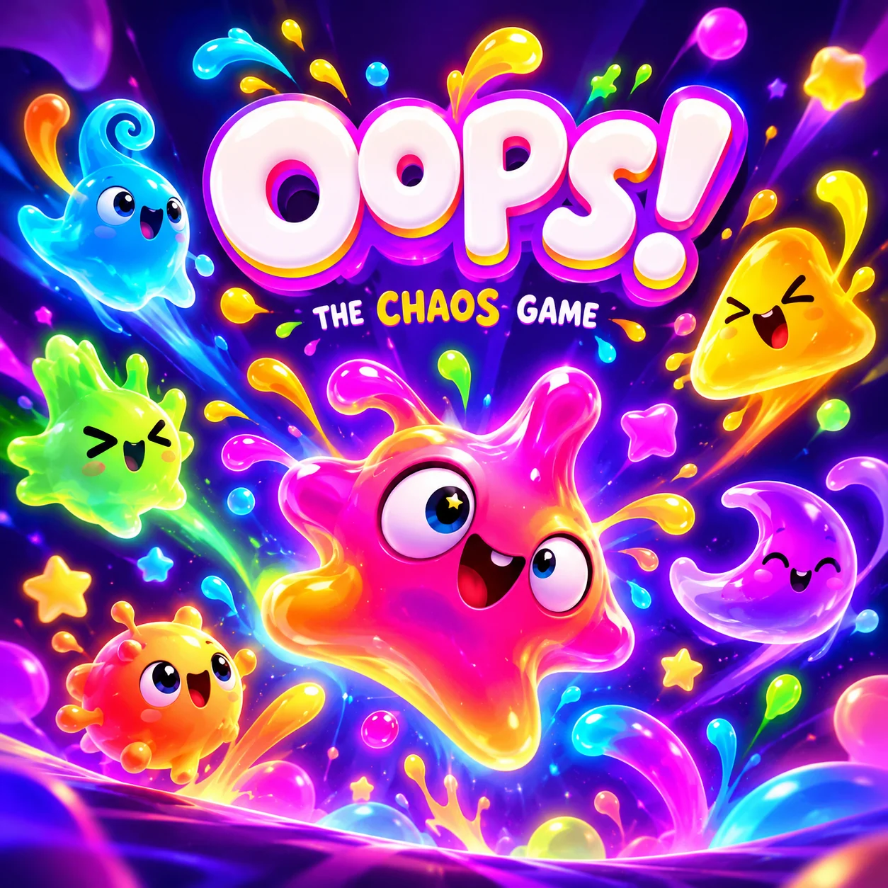 OOPS! The Chaos Game: personaggi gelatinosi neon colorati